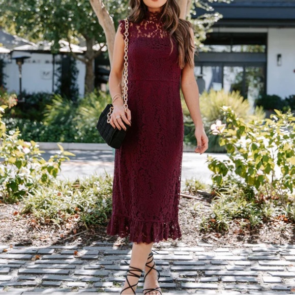 VICI | Frances Lace Ruffle Midi Dress - Picture 2 of 6